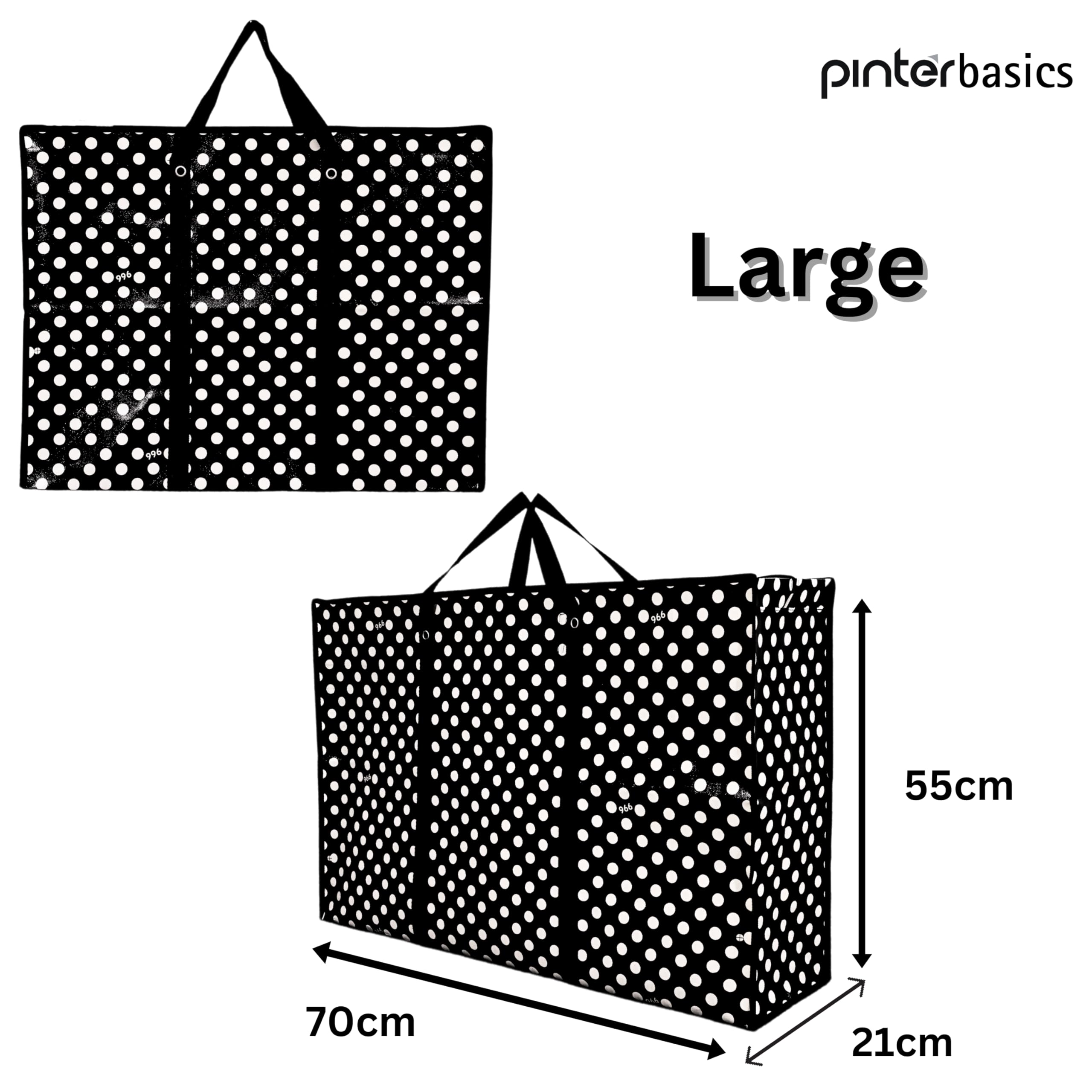 5er Pack Wäschesack Reißverschluss Einkaufstasche Aufbewahrungstasche Extra Große Einkaufstasche Polka Dot Taschen | Langlebig, Sehr Stabil Robust | Größen S-XXL | Strapazierfähig, Faltbar,