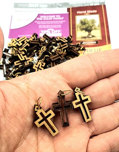 Miniatura 6 de Zuluf Small Laser Cut Wooden Charms Pendants from Jerusalem Holy Land – Christian Rosary & Jewelry Making Supplies – Mini Authentic Bethlehem Crafts