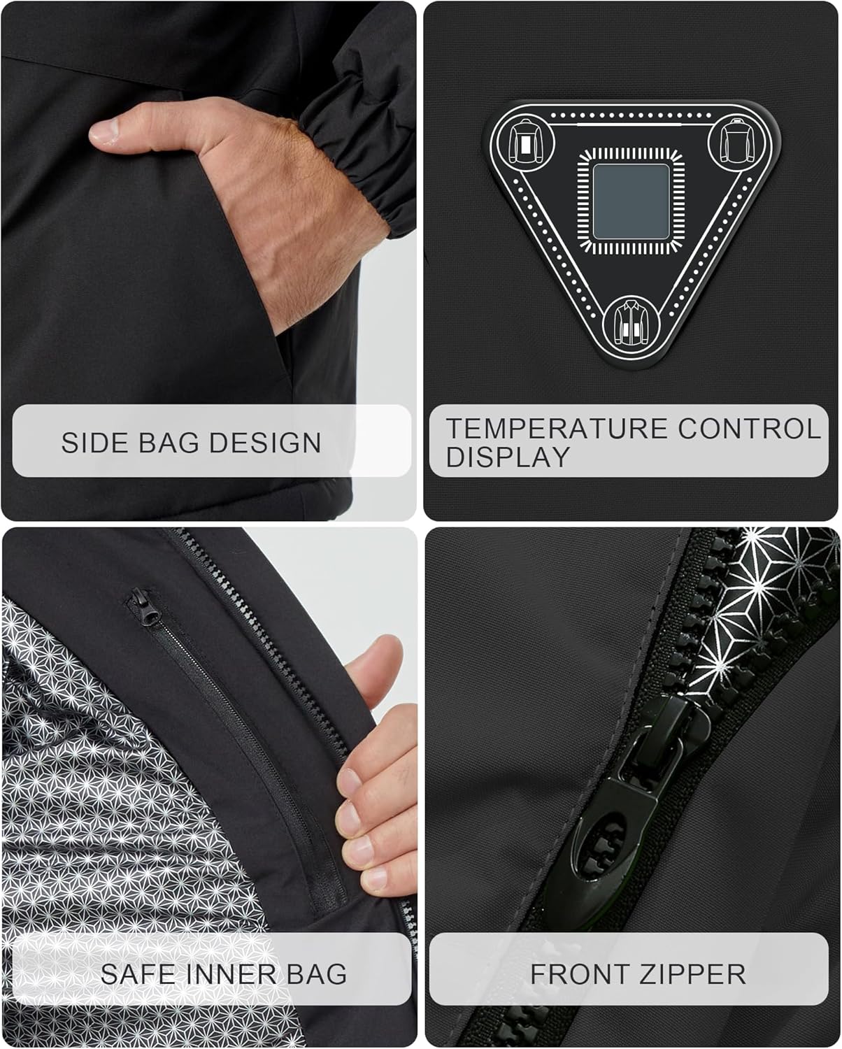 Heated Jackets for Men,Men's Heated Jacket Heating Coat with Battery Pack, Windproof Electric Insulated Heated Coat - Image 7