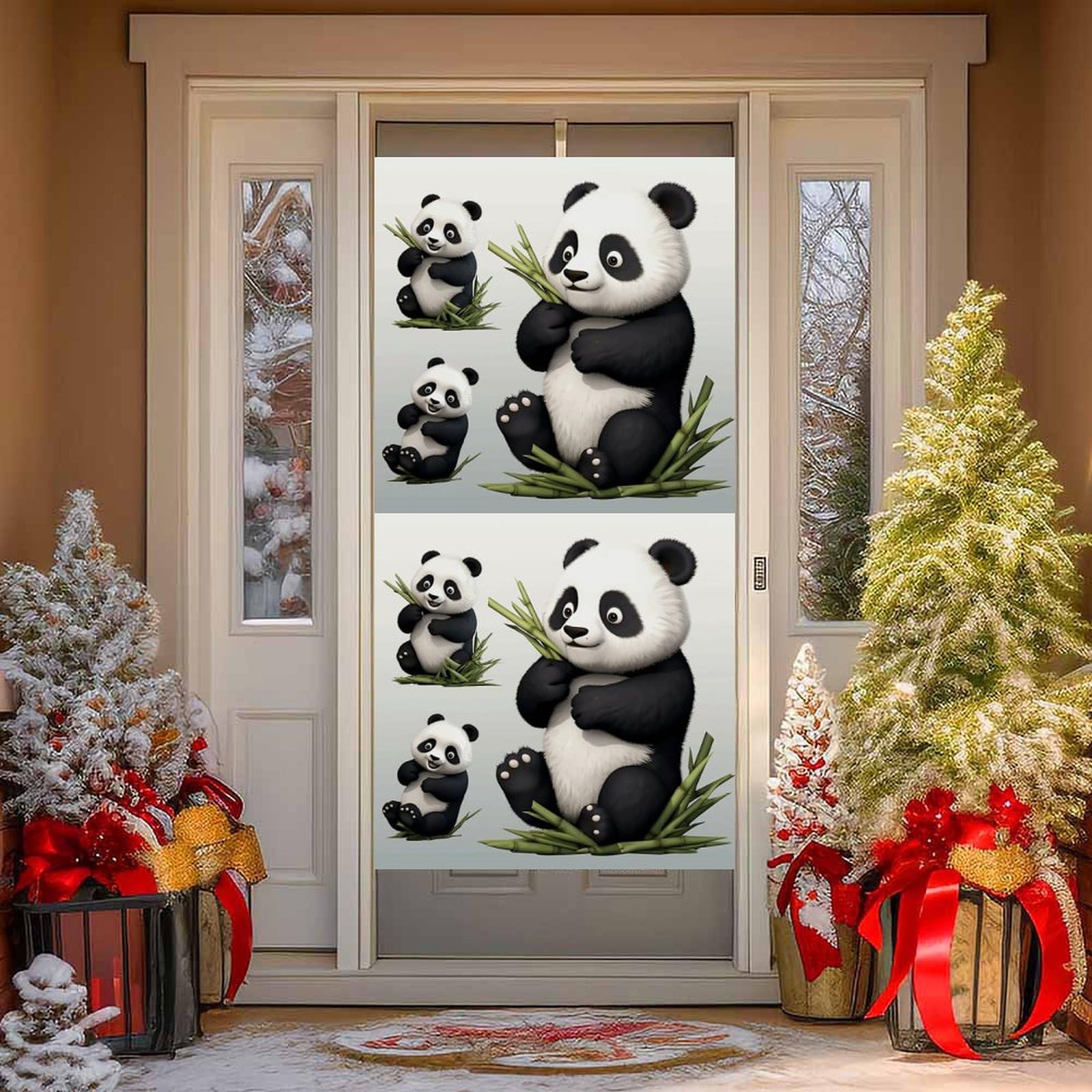 NONHAI Lovely Panda Door Cover Decoration Welcome Door Banner Porch Sign Photo Background DoorCurtains for Doorway Privacy Window Curtain Porch Cover Indoor Outdoor Decor 70.9x35.4in