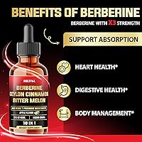Vista 4 de 10in1 Liquid Drops Berberine with Ceylon Cinnamon Bitter Melon Turmeric Ginger Gymnema Sylvestre and More - 2 Fl Oz