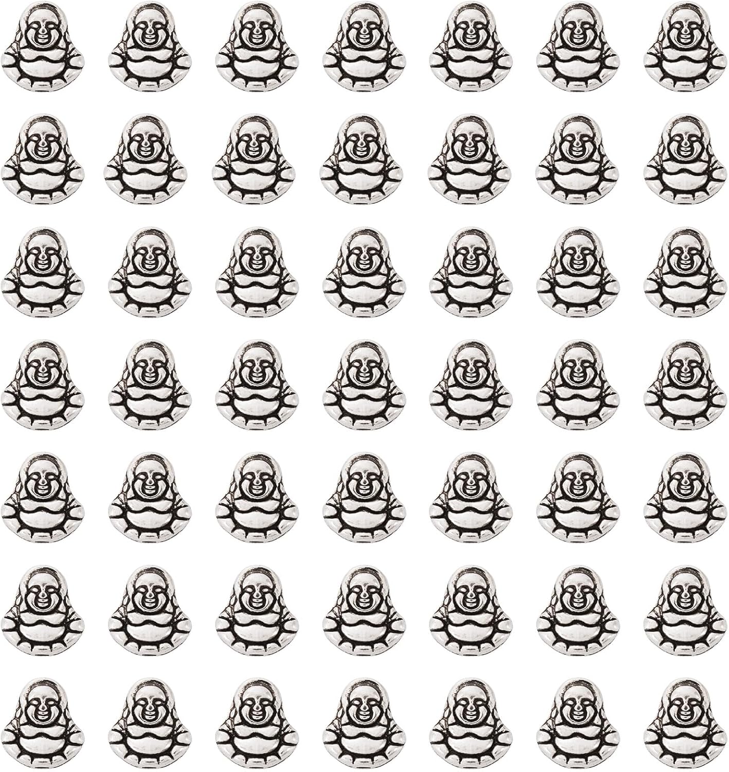 Craftdady 50Pcs Tibetan Antique Silver Metal Buddha Charm Spacer Beads 11x10.5mm for DIY Jewelry Craft Making with 1.5mm Hole - Image 7