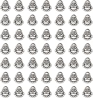 Vista 7 de Craftdady 50 cuentas espaciadoras tibetanas de metal antiguo de Buda de 0.433 x 0.413 in para hacer manualidades de joyería con agujero de 0.069