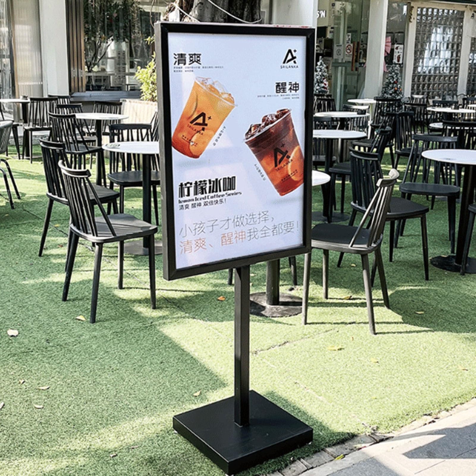 Soporte Metálico para Letreros, Soporte de Pie Publicitario para Carteles, Menús y Avisos - Uso en Interior y Exterior para Tiendas, Restaurantes y Eventos(65*90cm)