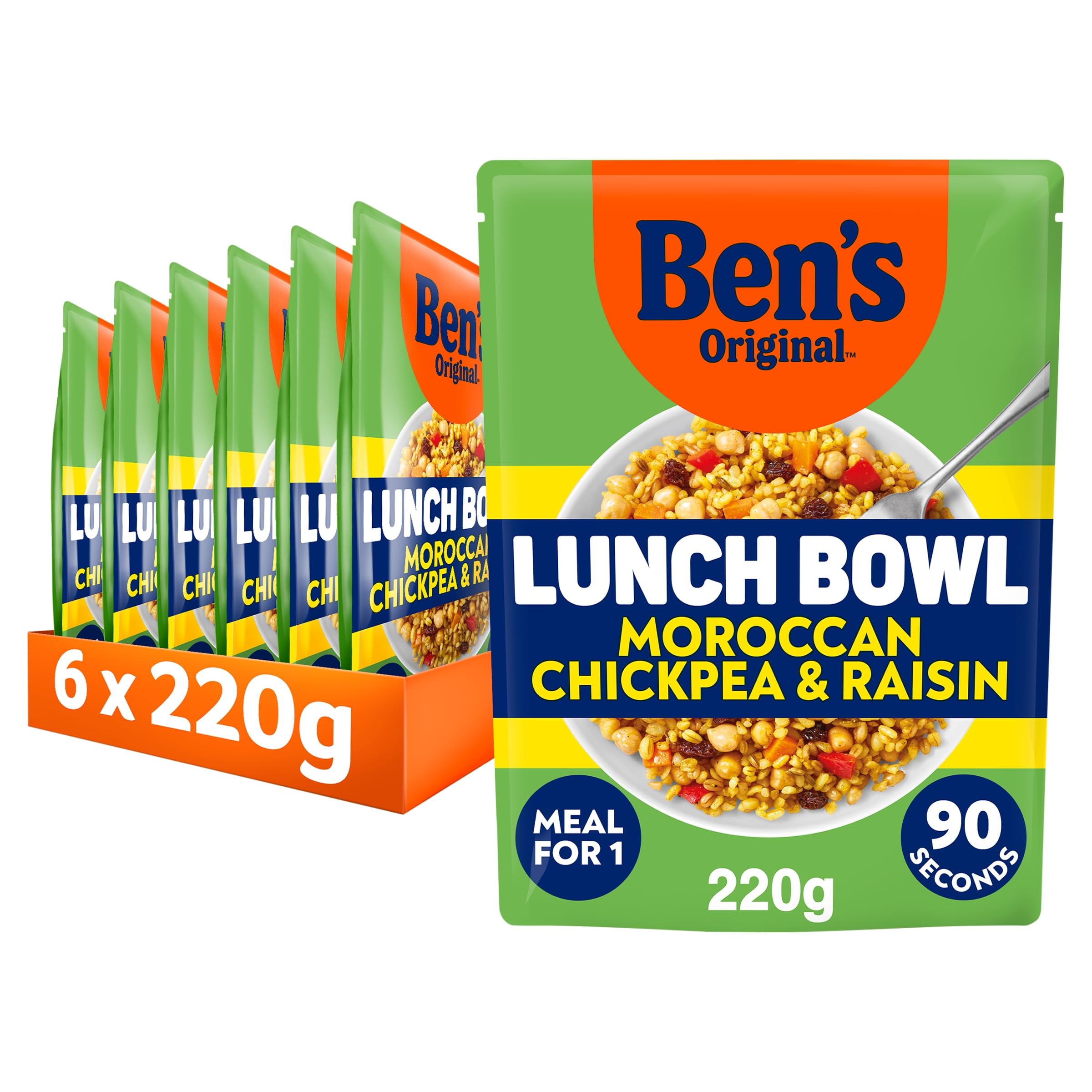 Ben's Original Lunch Bowl Moroccan Style Chickpea & Raisin Pouch, 6 x 220g
