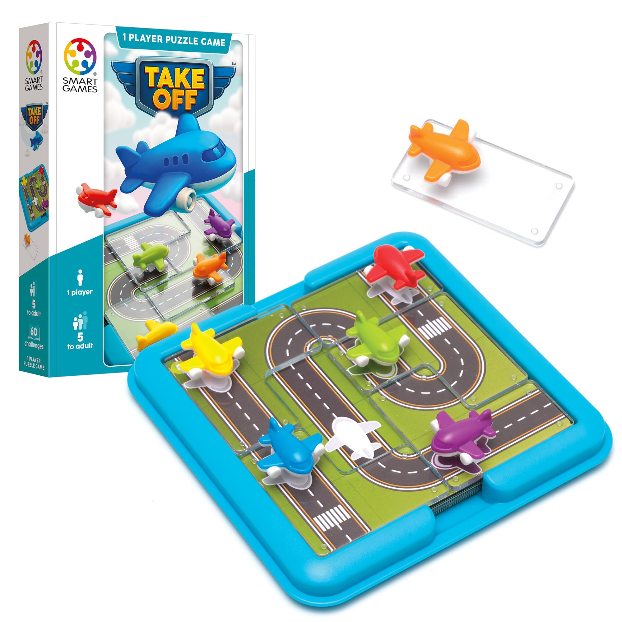 SmartGames - Take Off, 1 joueur de puzzle avec 60 défis, à partir de 5 ans