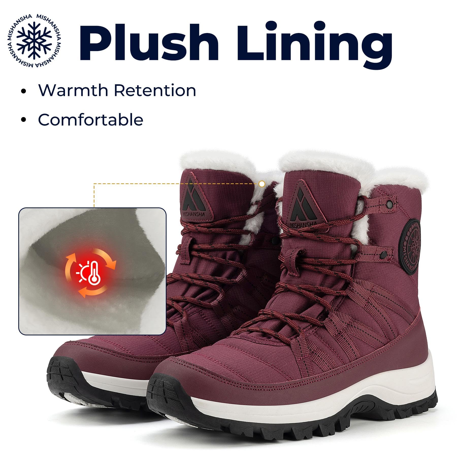 Mishansha Stivali da Neve Invernali Donna Calde Foderate Gr.36-42 EU | Scarpe Invernali,Scarpe Trekking,Scarponcini Invernali,All'Aperto,Stivaletti,Antiscivolo