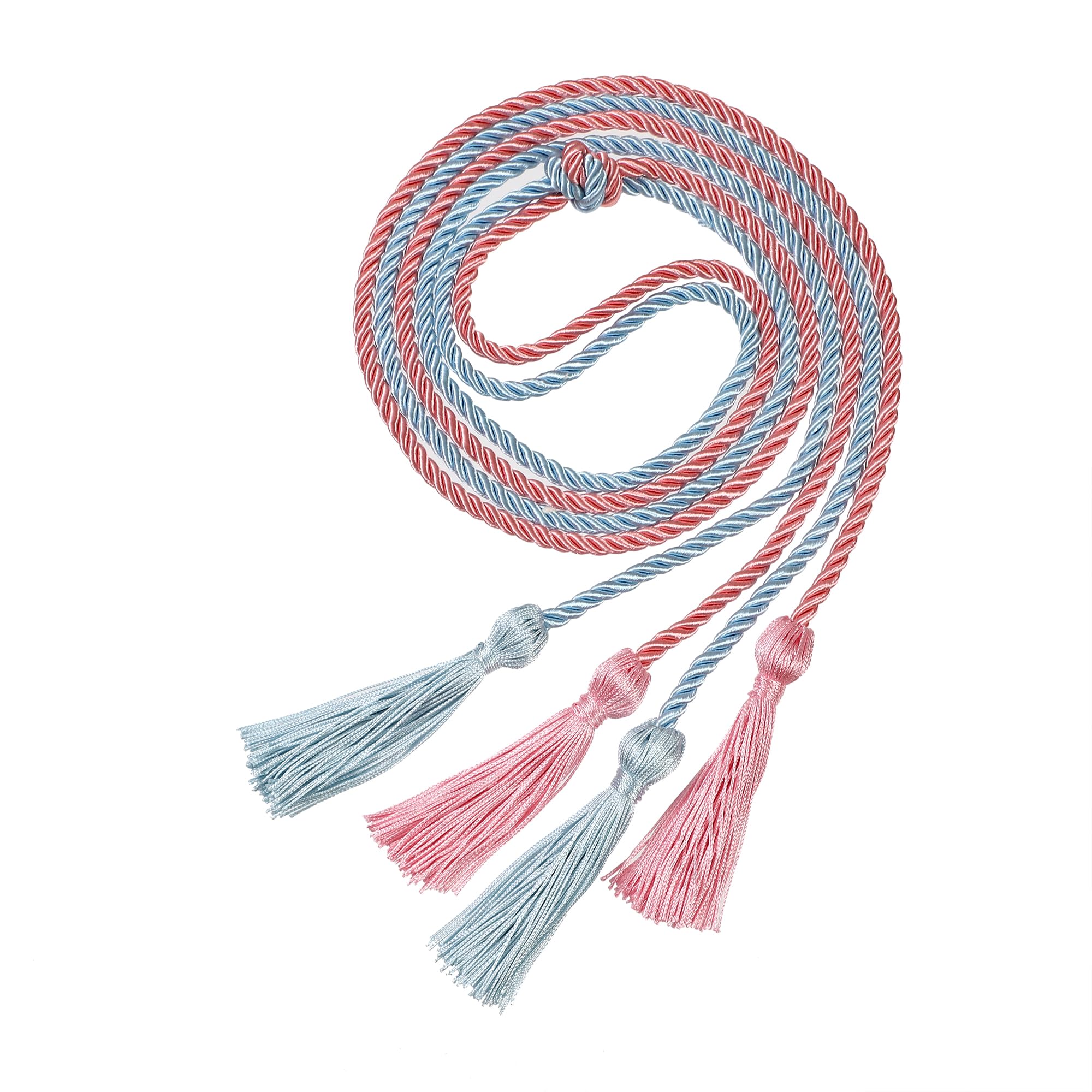 Graduation Double Honor Cords with Tassel, 68" Long (Pink+Sky Blue)