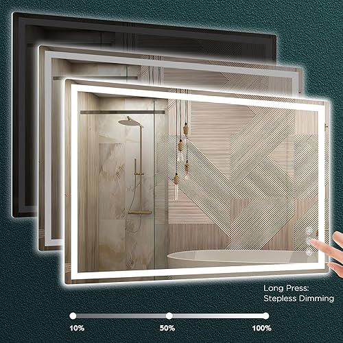 Miniatura 5 de Memobarco Espejos con iluminación LED para pared de baño, espejo inteligente de 36 x 60 pulgadas para baño con luces, espejo LED frontal y