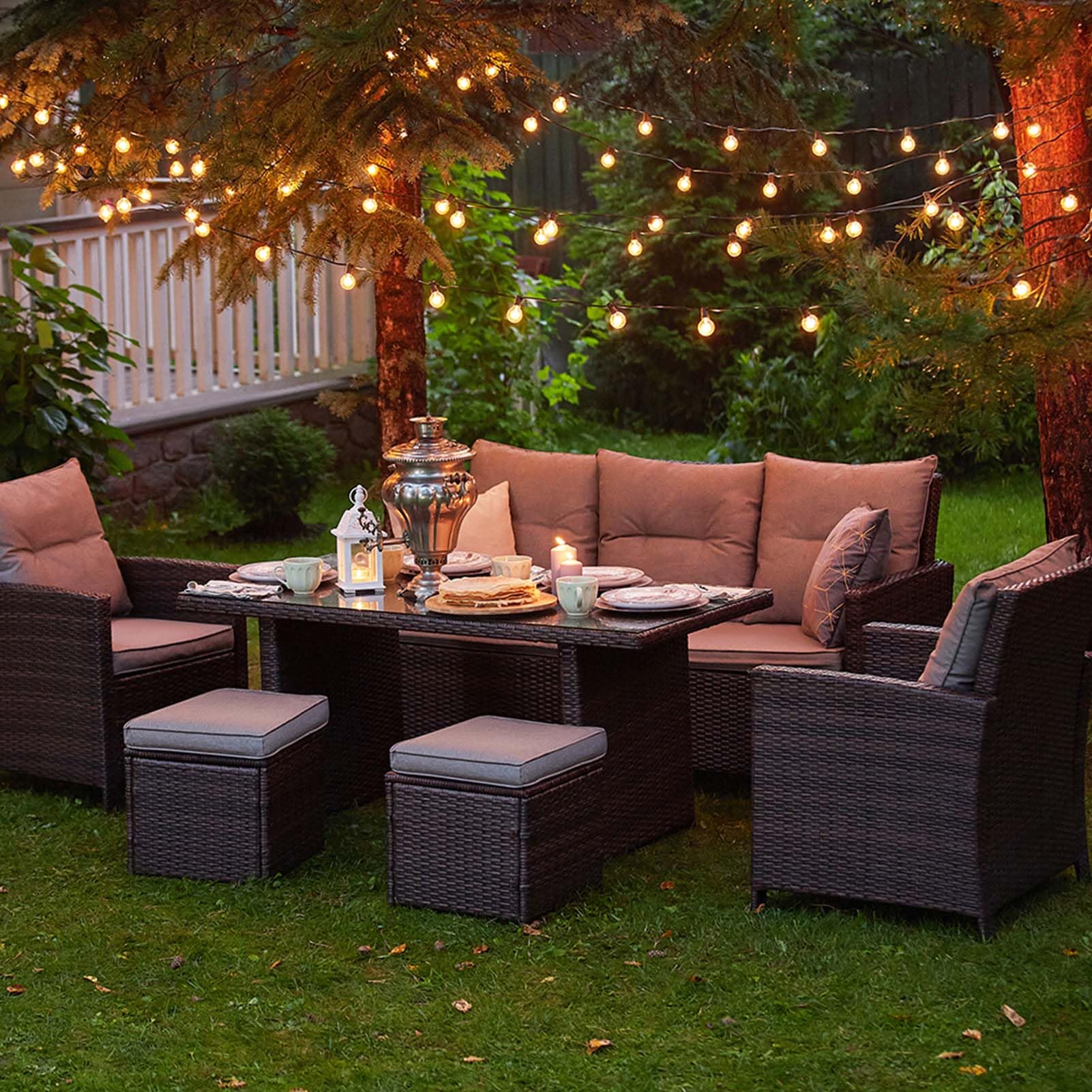 Achin Strombetriebene Lichterkette Außen 45M/150FT, IP45 Wasserdicht & Wetterfest, 75+3 G40 LED Glühbirnen, Dekorationsleuchte für Garten, Balkon, Veranda, Terrasse, Feier & Party