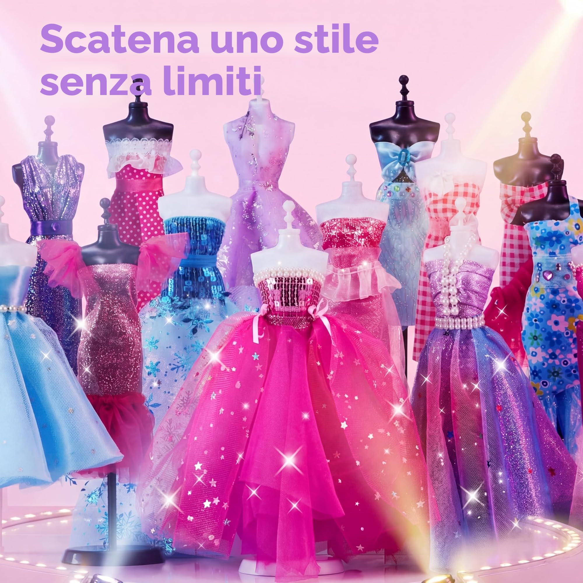 Klever Kit 400+PCSArtigianato di Design di Moda per Bambini Arte e Giochi da Faire da Te con 3 Manichini per Ragazze dagli 8 ai 12 Anni, Regali di Natale di Compleanno