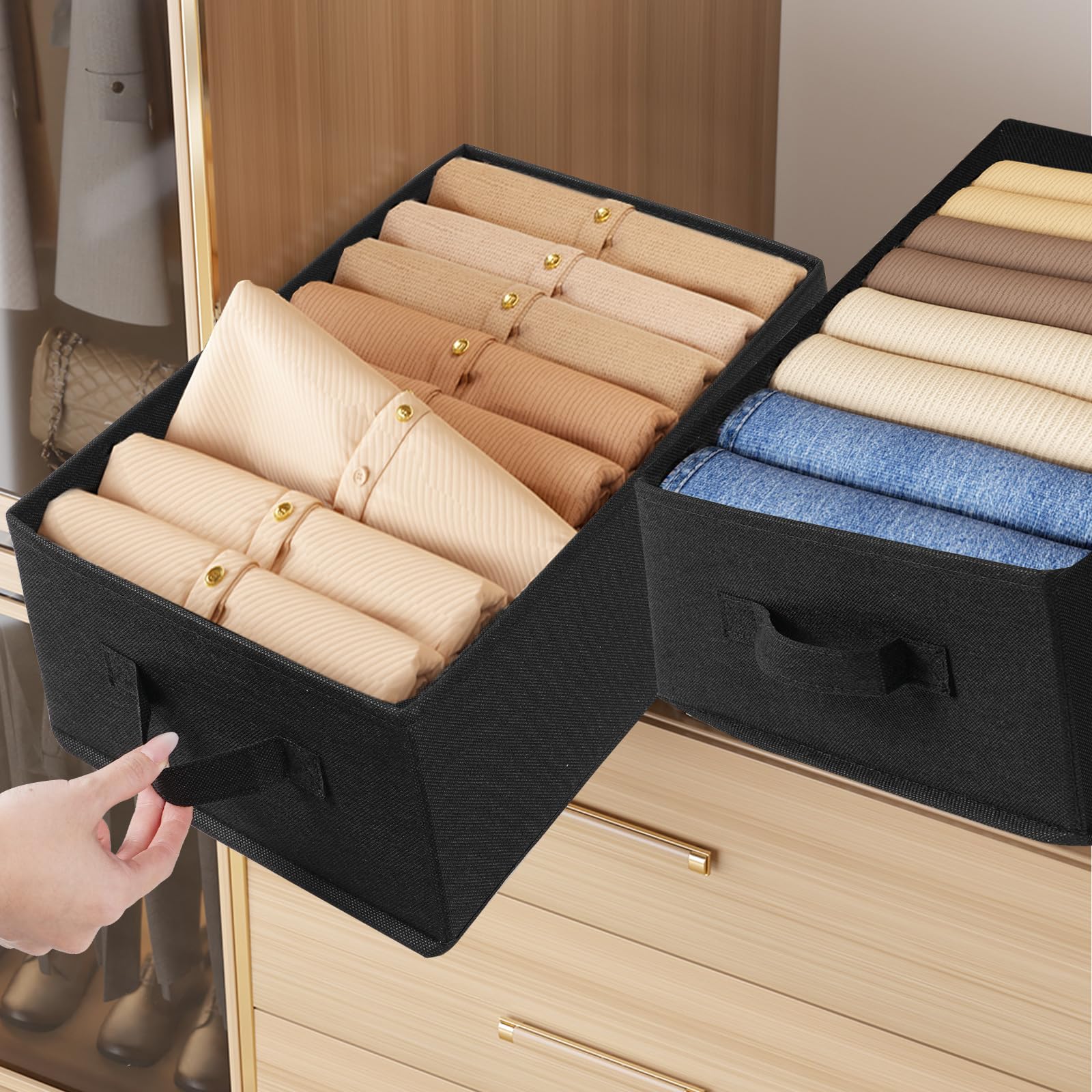 JAKAGO Wardrobe Storage Organiser 4 Pack,Foldable Superior Clothes Drawer Organisers 39 x 29 x 14 cm - Image 2