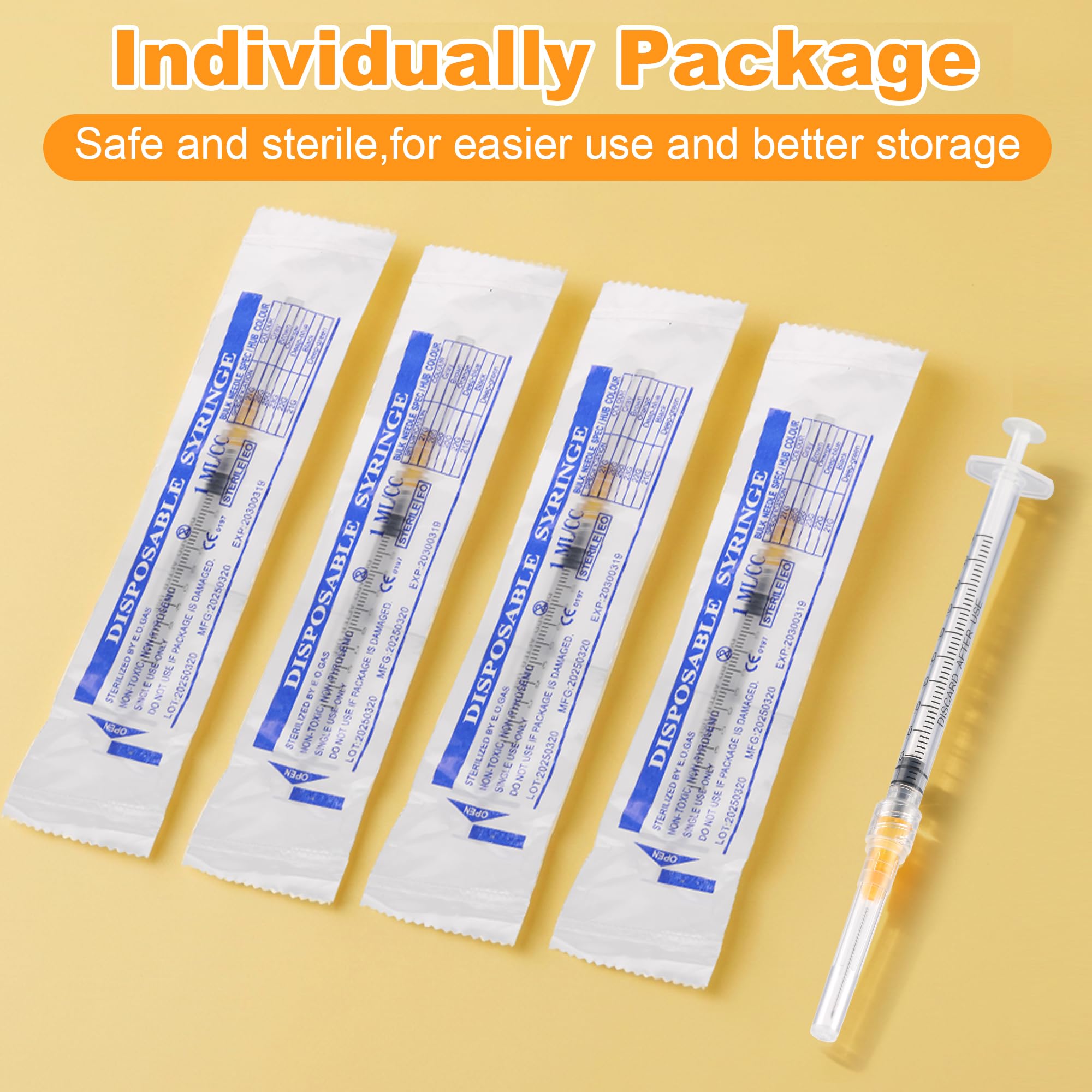 100 Stück 1ml/cc Plastiktube 25G 25mm mit Skala einzeln versiegelt Kunststoff Mehrzweck-Messwerkzeuge für die Flüssigkeitstrennung,Laborzubehör,Dosierung