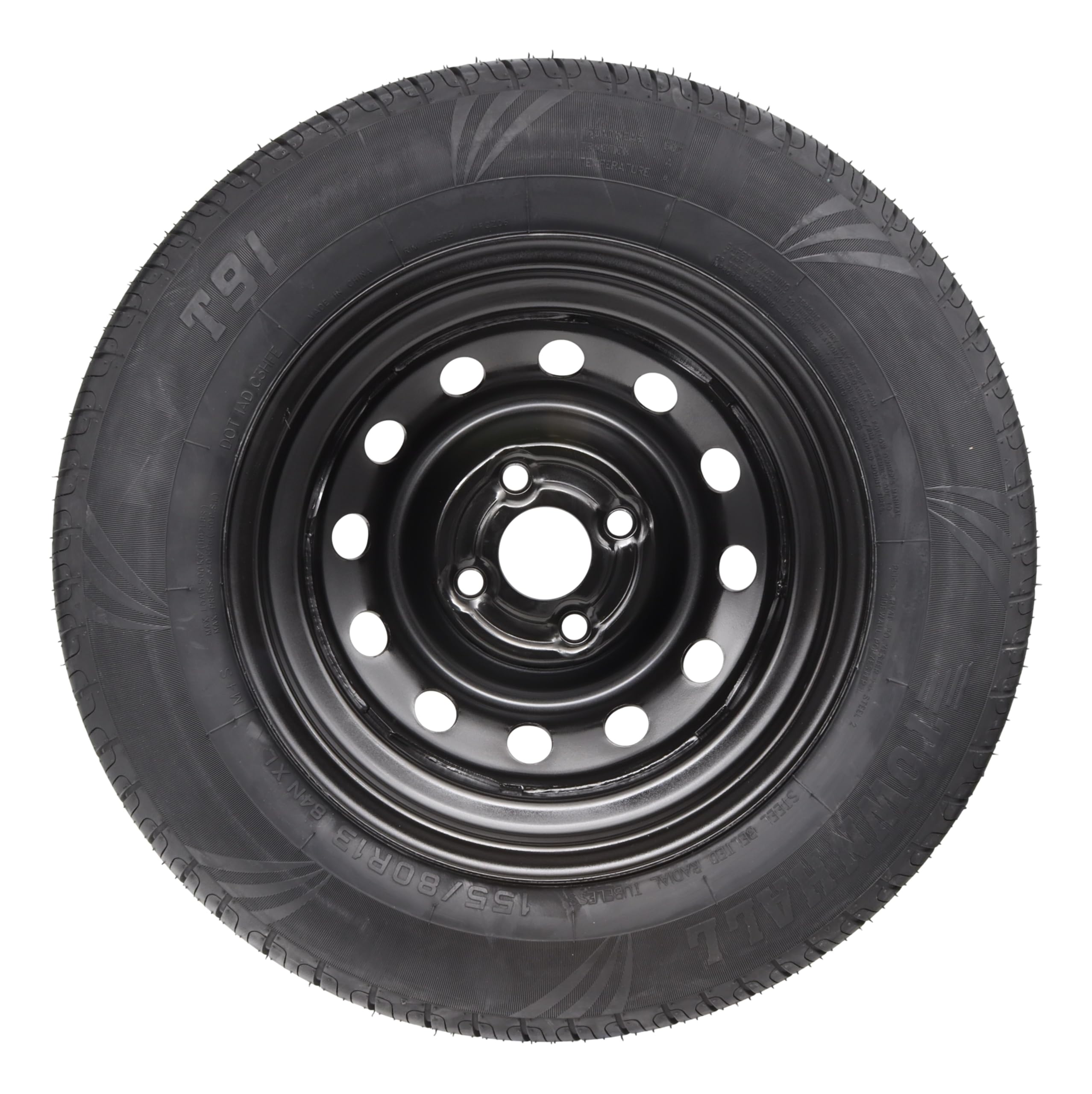 Ruota completa 155/80R13 84N 100 x 4 cerchione rimorchio auto 4Jx13 pneumatico 4 fori nero 155 80 R 13