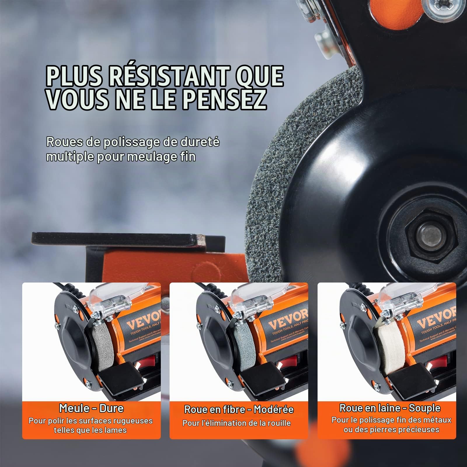 VEVOR Touret à Meuler 50 W Moteur sans Balais Polisseuse d’Établi 2980 tr/min avec 3 Meules 100+ Accessoires Machine de Polissage Fin et Grossier Meulage Élimination de la Rouille des Métaux Bijoux | Pour métal/bijoux/bois/jade/plastique/argent DIY, avec