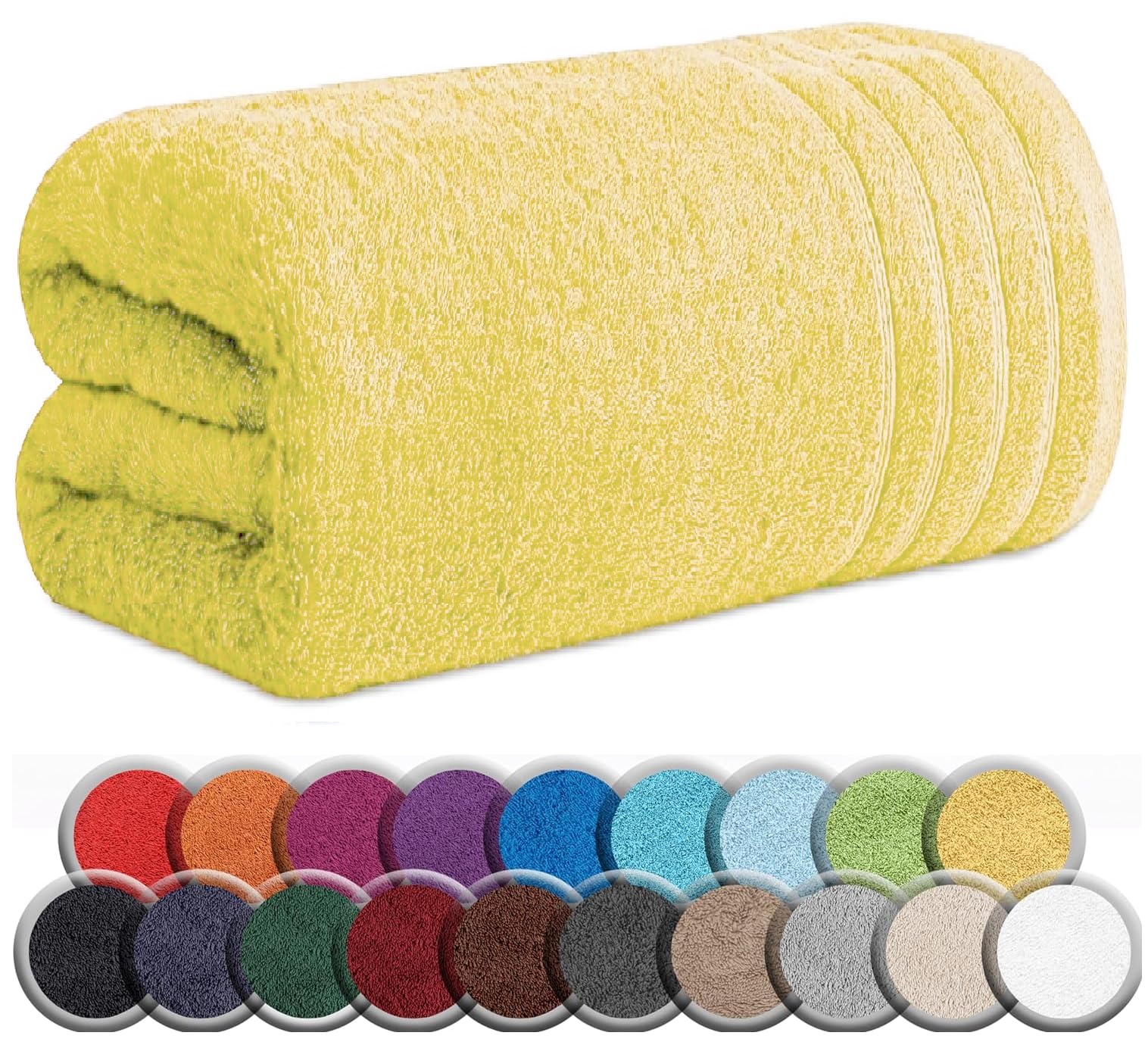 TEXTILESY Extra Large Super Jumbo Bath Sheet 100 x 200 cm-600 GSM Luxury 100% Egyptian Combed Cotton Big Towels Soft Hotel Quality XXL Bath Sheets (Lemon) โ image 1
