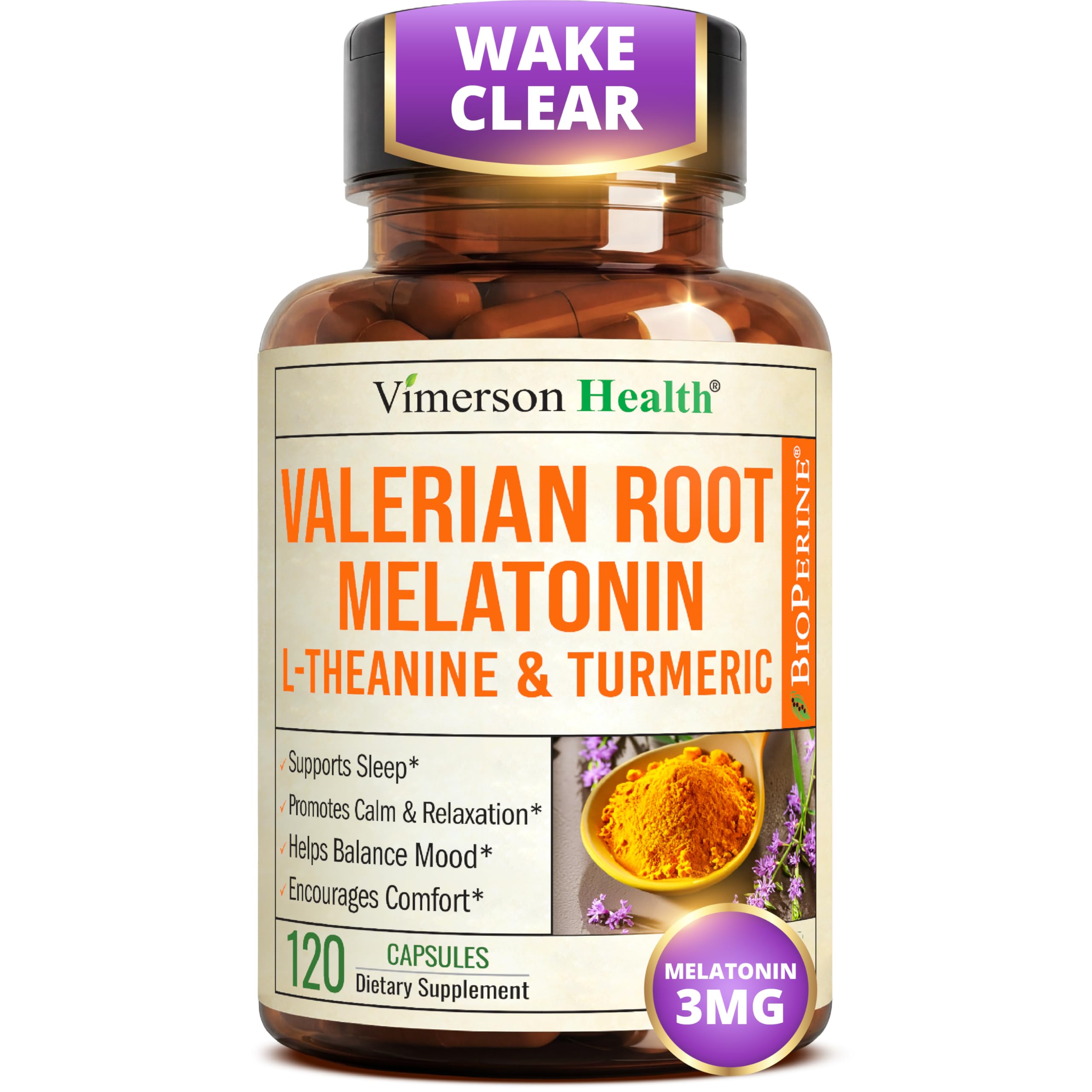 Melatonin 3mg + Valerian Root Capsules – Natural Sleep Aid for Adults 120Ct 120 Count (Pack of 1)
