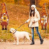 Vista 5 de Umigy 3 piezas de decoración de patio de Acción de Gracias lindo gnomo de otoño con estacas de 32 x 10 pulgadas, gnomo de otoño para decoración