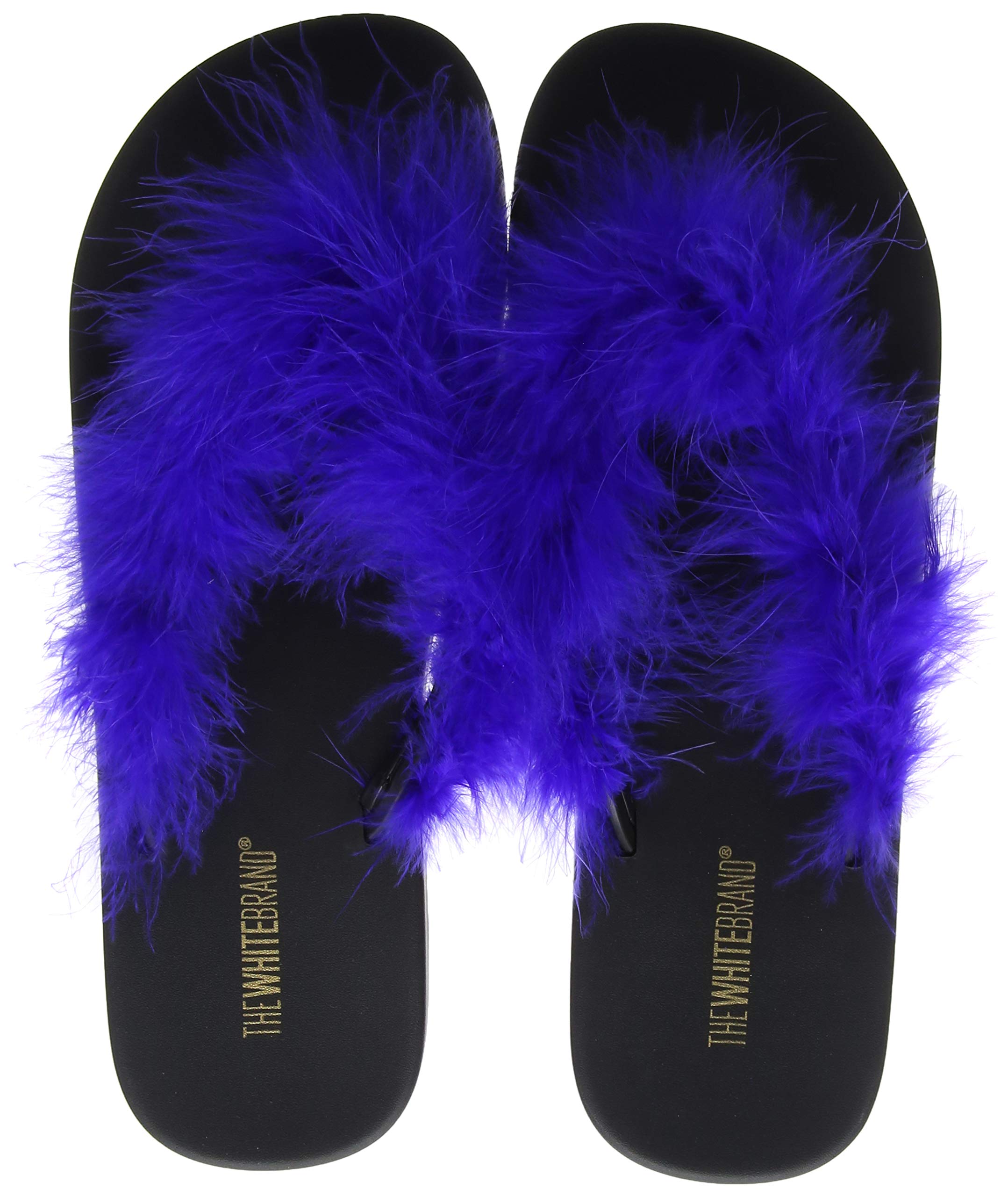 The White Brand Women's Feather Flip Flops, Blue, 7.5 UK