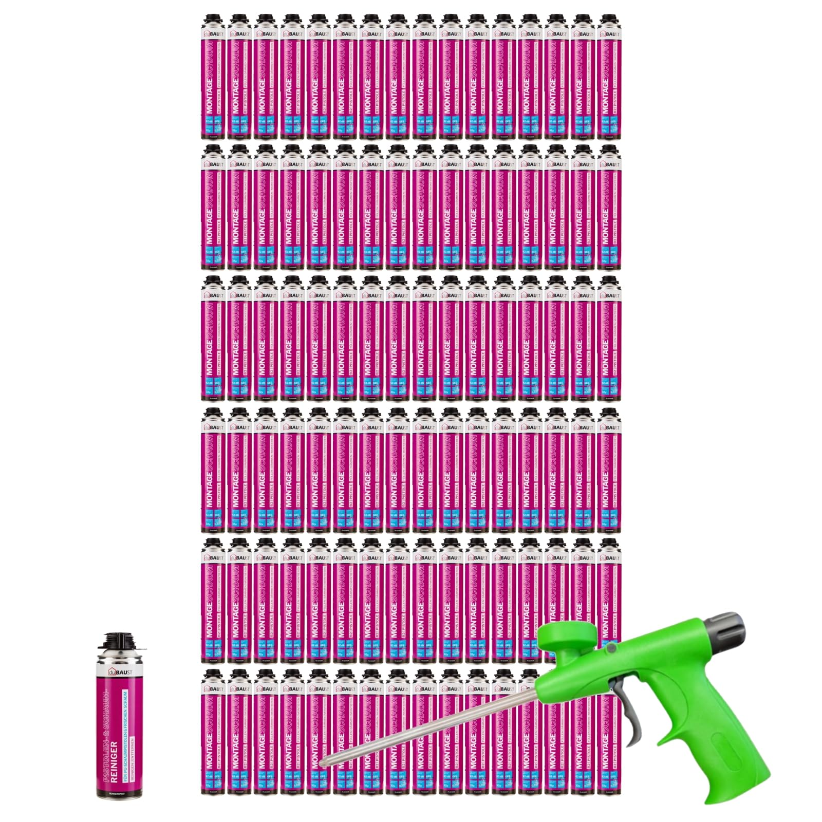 MSP24 - Juego de espuma de montaje para pistola (750 ml, con limpiador PRS24 de 500 ml + pistola de espuma estándar, 96 x 750 ml)