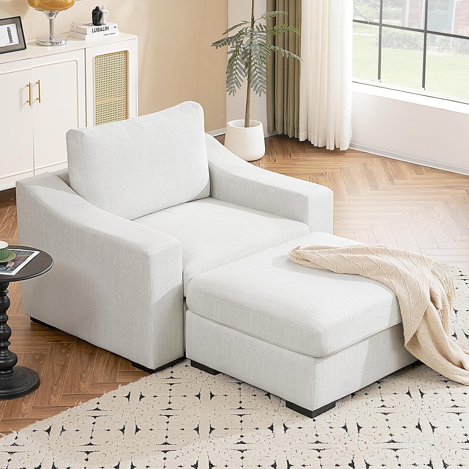 ELUCHANG 47" Oversized Accent Chair with Ottoman