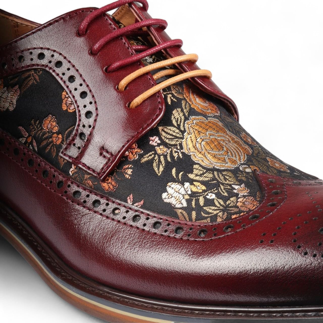Scarpe Eleganti Brogue in Pelle con Stampa Floreale da Uomo - Ross