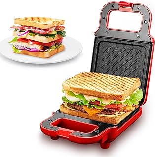 Appareil à Sandwich,RANJIMA Appareil à Croque Monsieur,Machine à Sandwich et Presse,Sandwich Maker Mini,Croques,Chauffe rapide,Revêtement antiadhésif,Monsieur pour Toast,Pain,Sandwich,Indicateur LED