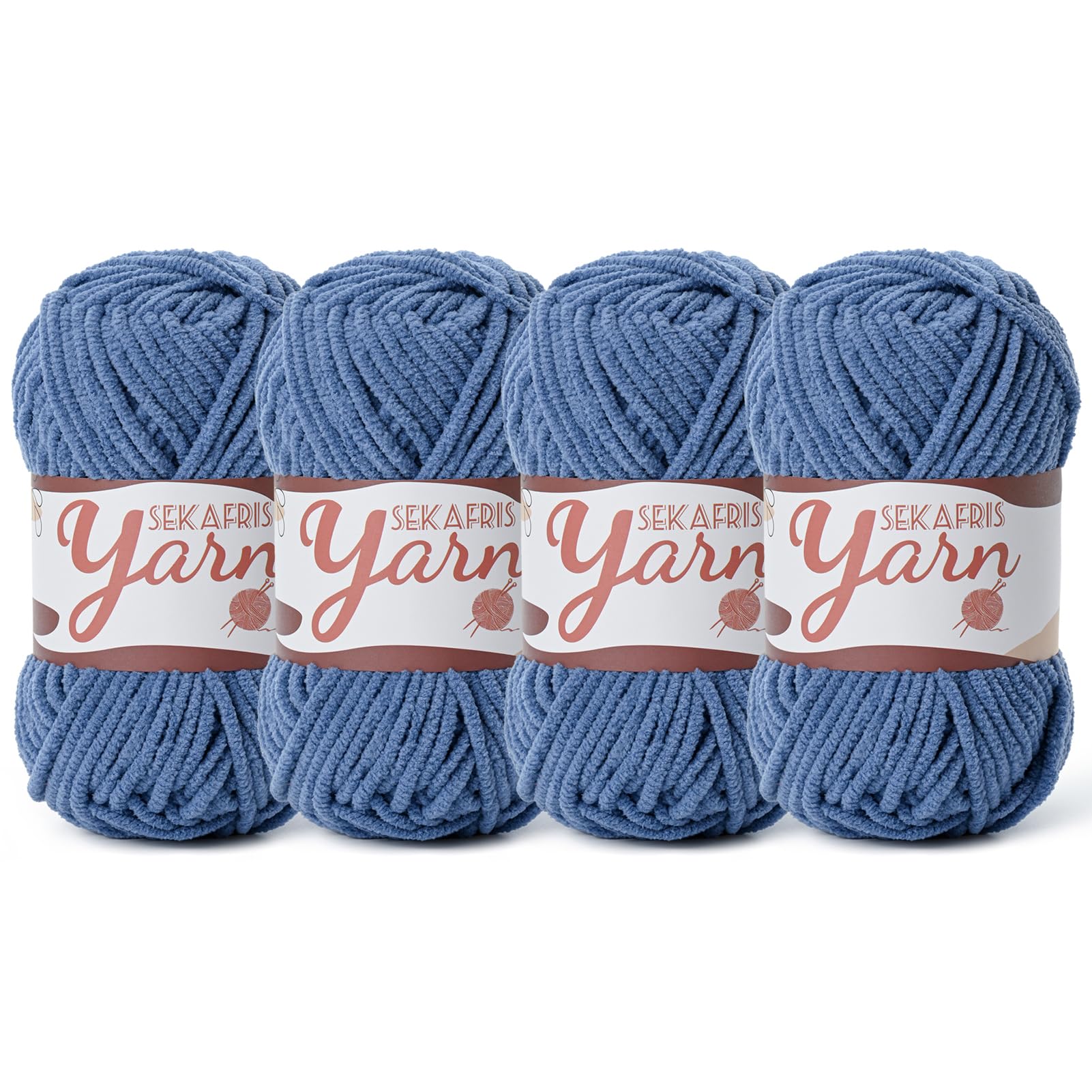 Chenille Yarn for Crocheting Crochet Navy Blue Yarn 4 Pack