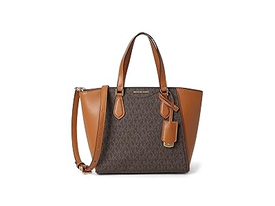 MICHAEL Michael Kors Taryn Small Convertible Top Zip Tote Crossbody Cross Body Handbags Brown/Acorn : SM, Polyester
