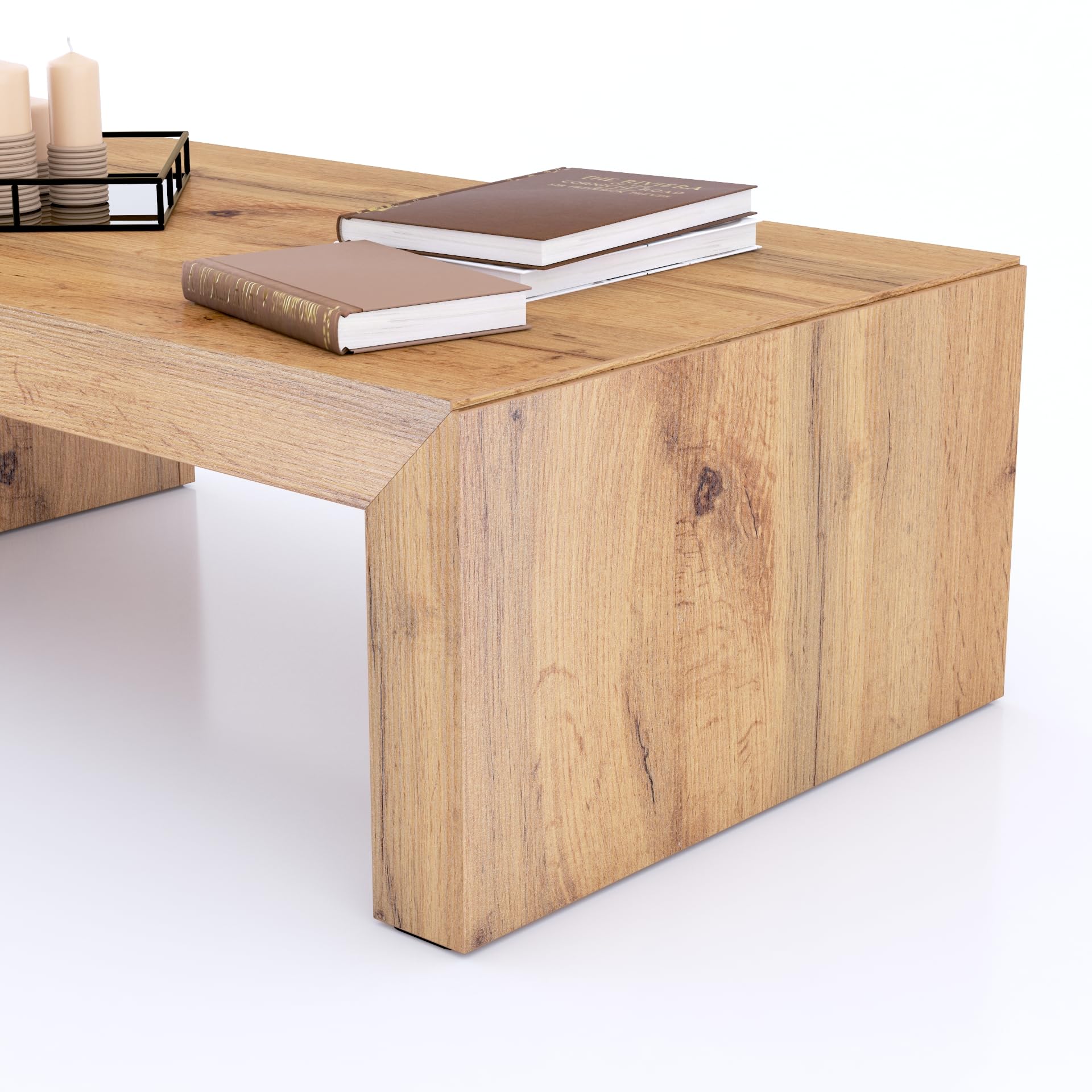 MOBILI FIVER, Mesa de Centro Angelica Madera Rustica, mesita salón, mesita Auxiliar Baja, Made In Italy