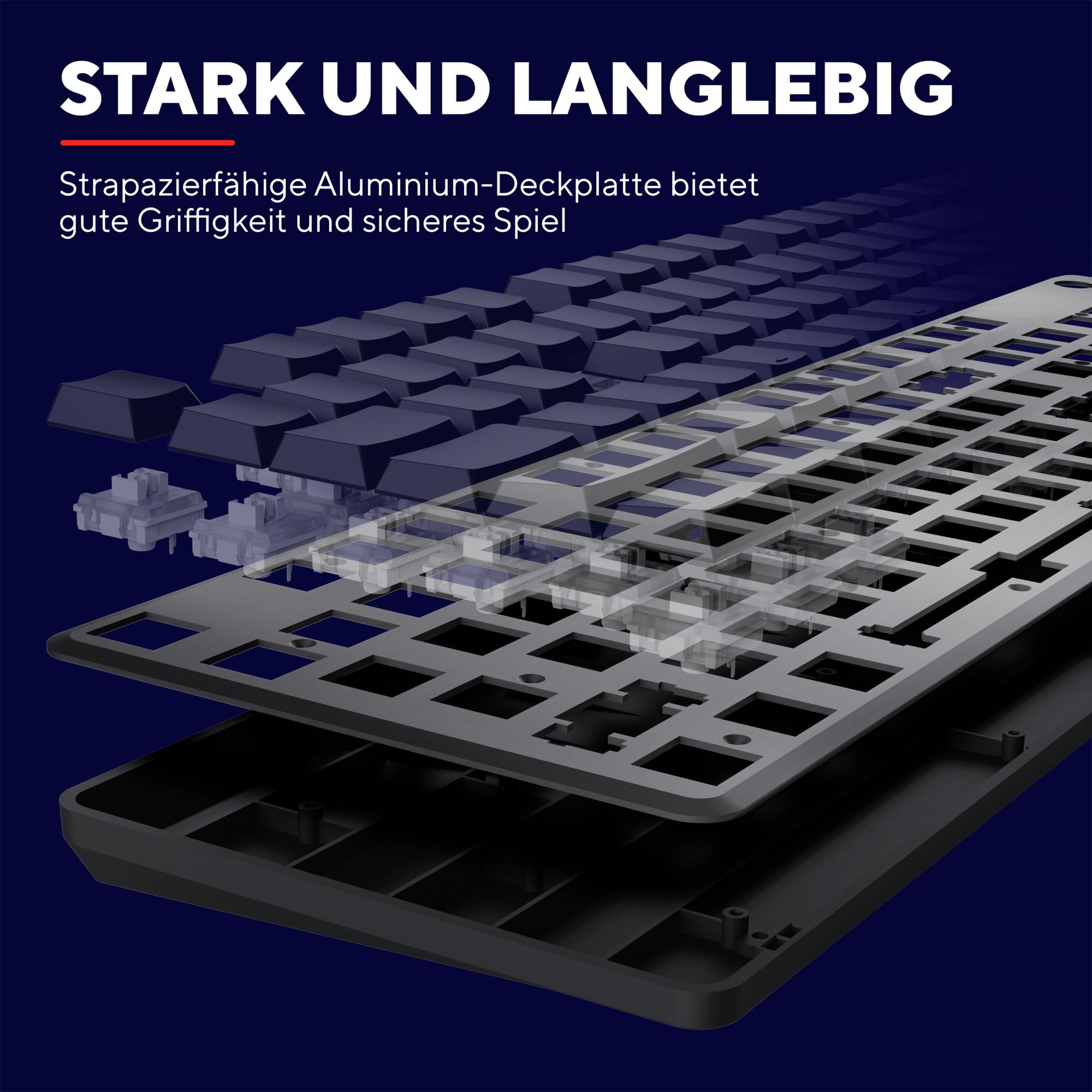Trust GXT 868 Torix Mechanische Tastatur Kabellos Deutsches QWERTZ Layout, RGB Wiederaufladbare Gaming Tastatur 2.4 GHz 100H Akkulaufzeit, Huano-Switches Flache Tasten, Programmierbar, PC Laptop