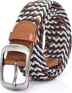 XZQTIVE Braided Stretch Belt for Men & Women - Elastic No-Hole Golf Jean Belt, Multicolored Woven Unisex Comfort