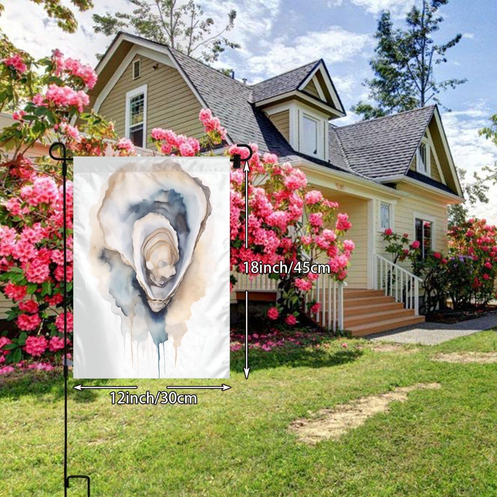 Abstract Watercolor Oyster Garden Flag 12x18 Vertical Double Sided Farmhouse Holiday Outside Decorations Yard Flag