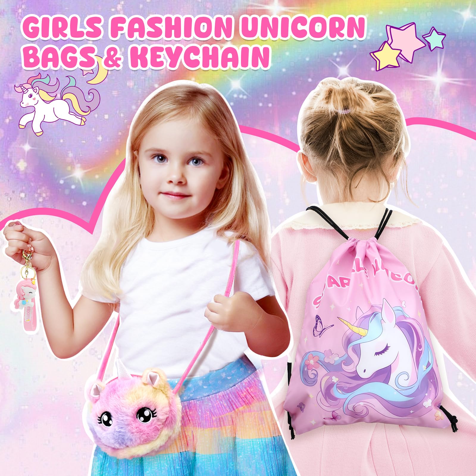 Tacobear Einhorn Geschenke für Mädchen 4-8 Jahren Leuchtende Kuscheldecke Zaubertafel Kordelzugbeutel