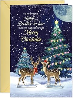 Christmas Card for Sister and Brother in Law - Gold Foil Merry Christmas Card with Envelope Gold Foil Xmas Holiday Gift To My Amazing Sister and Brother-in-Law
