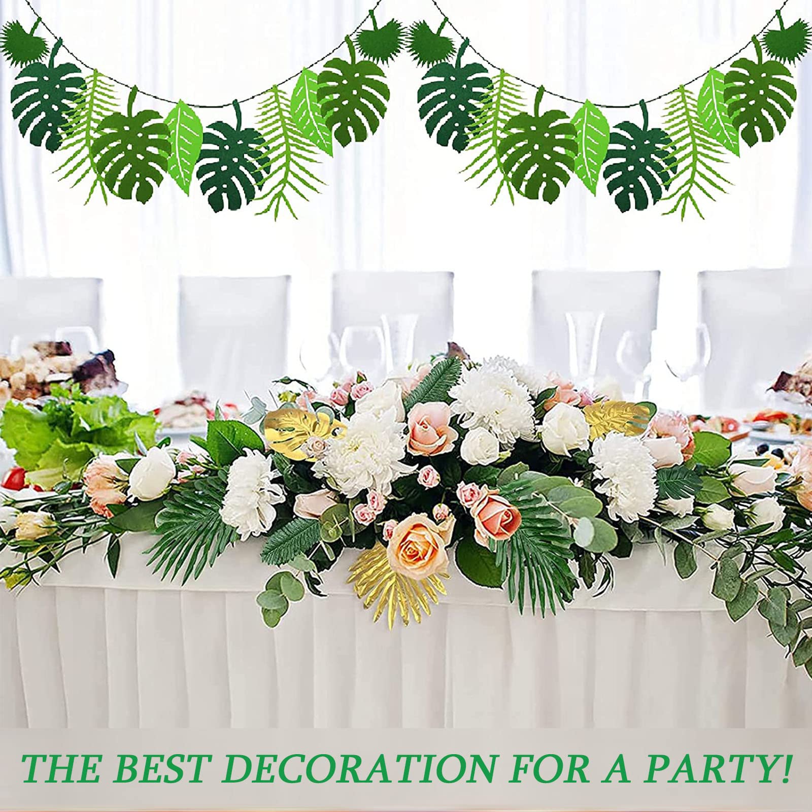 Déco Jungle – 2 Guirlandes Feuilles De Palmier Tropical Vert, 2,5 M, Pour Anniversaire Thème Aventure