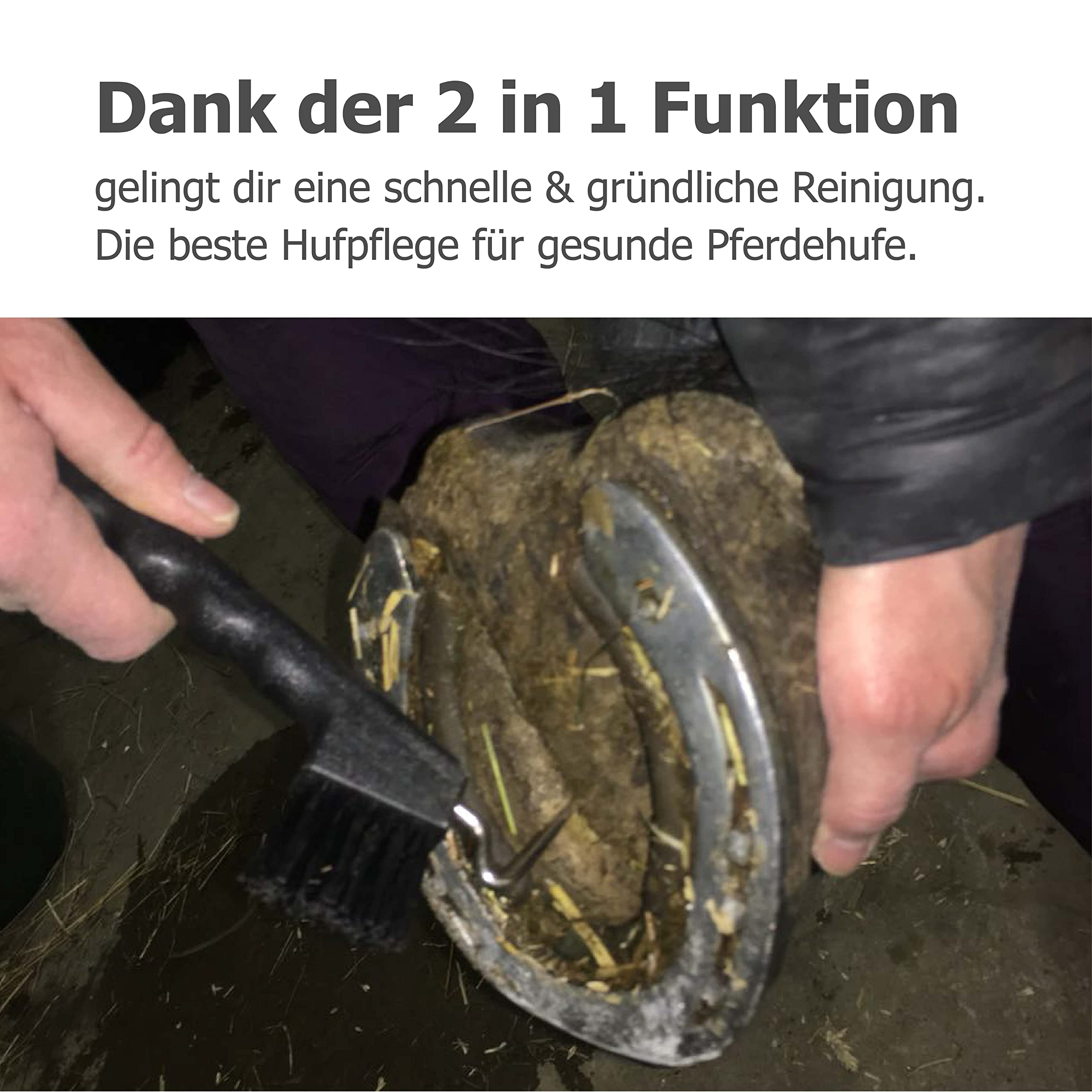 Image secondaire de Cure-pied avec brosse très solide et poignée ergonomique Convient pour les sabots de chevaux, ânes et chèvres