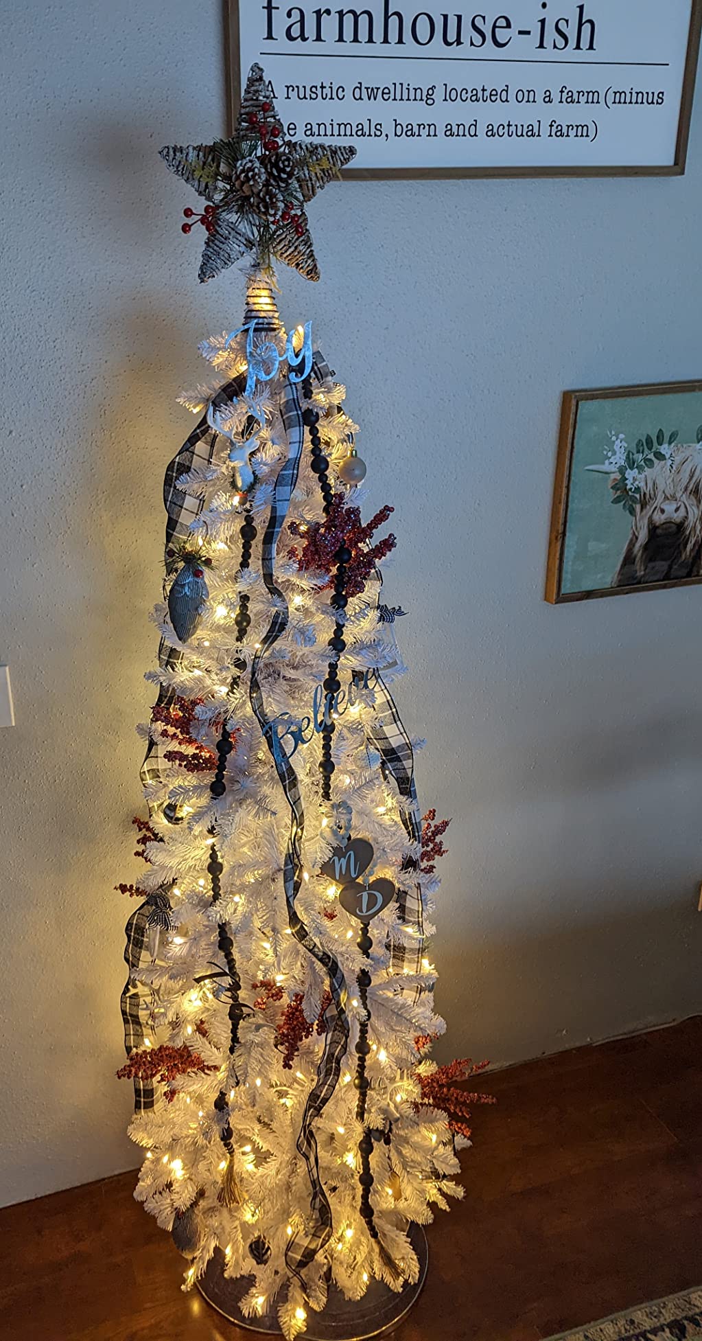 19/mo Finance MUPATER 6ft Slim Pencil Christmas Tree Prelit, White