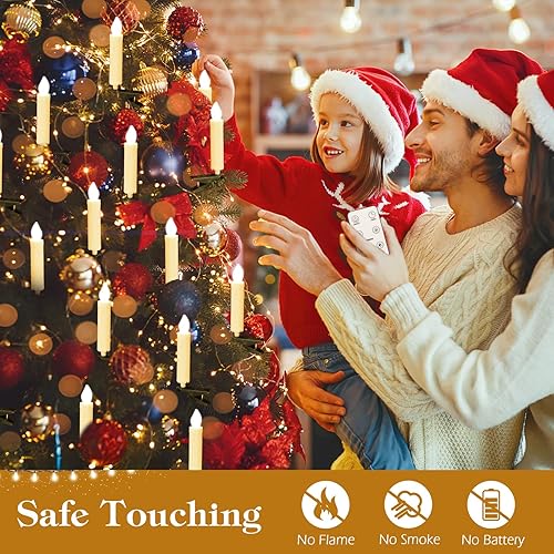 Miniatura 4 de 20 velas LED para árbol de Navidad, velas parpadeantes sin llama con temporizador remoto y 4 modos, luces de vela para árbol de Navidad, bodas,
