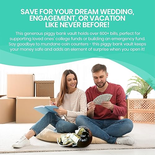 Miniatura 8 de Hucha para abrir para adultos y niños, debe romperse para acceder al dinero, marcador de borrado en seco para personalizar, caja de ahorro de dinero