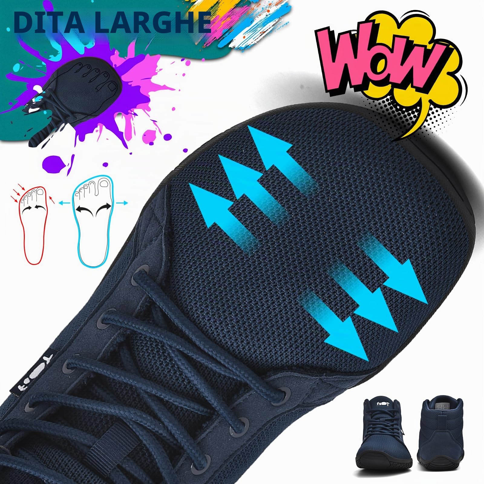Wizshoe Barefoot Sneaker Scarpe Piedi Nudi Donna Uomo Minimalista Gr.37-47 | Alte Alla Caviglia Larghe Walking Trail Running Fitness Unisex Punta Antiscivolo Zero Drop Solhe