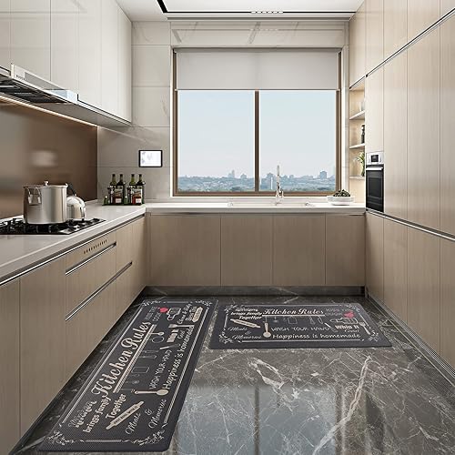 Miniatura 3 de Buffalo Plaid Kitchen Mat Sets 2 Piece Non Skid Waterproof Kitchen Rugs and Runner Sets Cushioned Anti-Fatigue Comfort Mat for Home & Office,