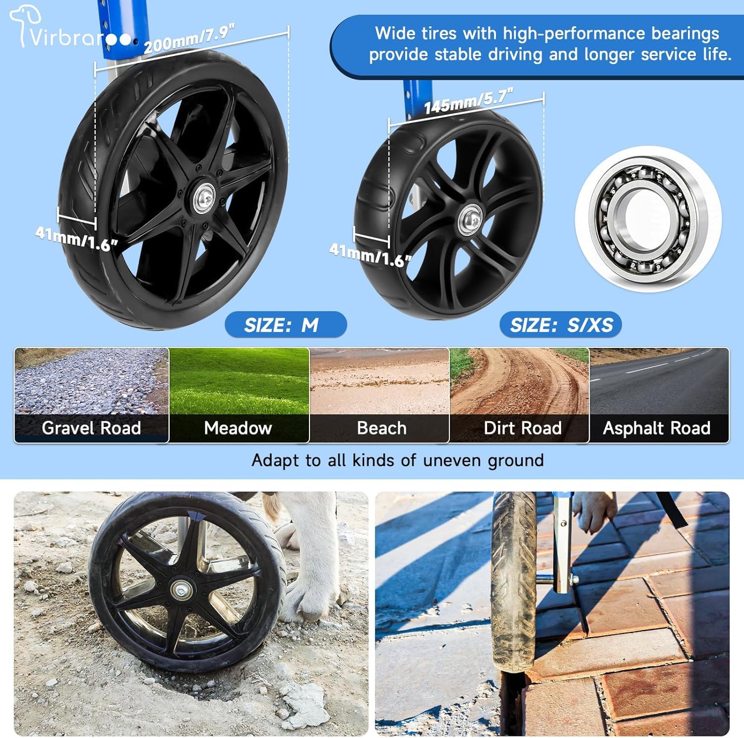 Hunderollstuhl für Hinterbeine – Verstellbarer Rollwagen für kleine Hunde 5–10 kg, 23-34 cm Beinlänge, Geländereifen & langlebige Lager, Leichter Aluminiumrahmen