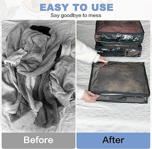 Miniatura 5 de Bolsas de almacenamiento transparentes con cremallera, bolsas de almacenamiento de plástico para suéteres con cremallera, 6 paquetes de