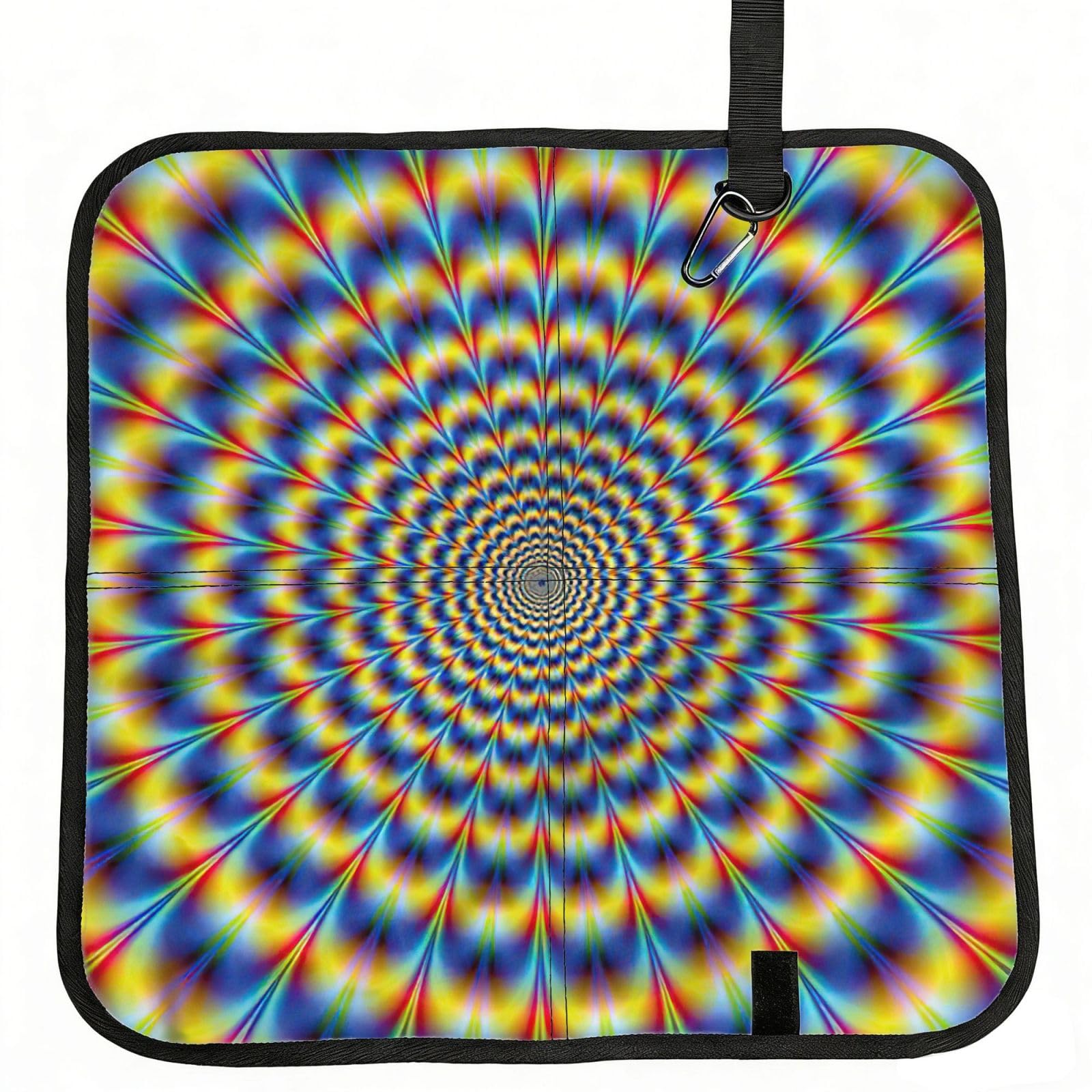 VCzsdff Spiral Optical Illusion Gif Print Portable Seat Cushion Folding Bleacher Pad Compact Picnic Sitting Mat Polyester 40cm
