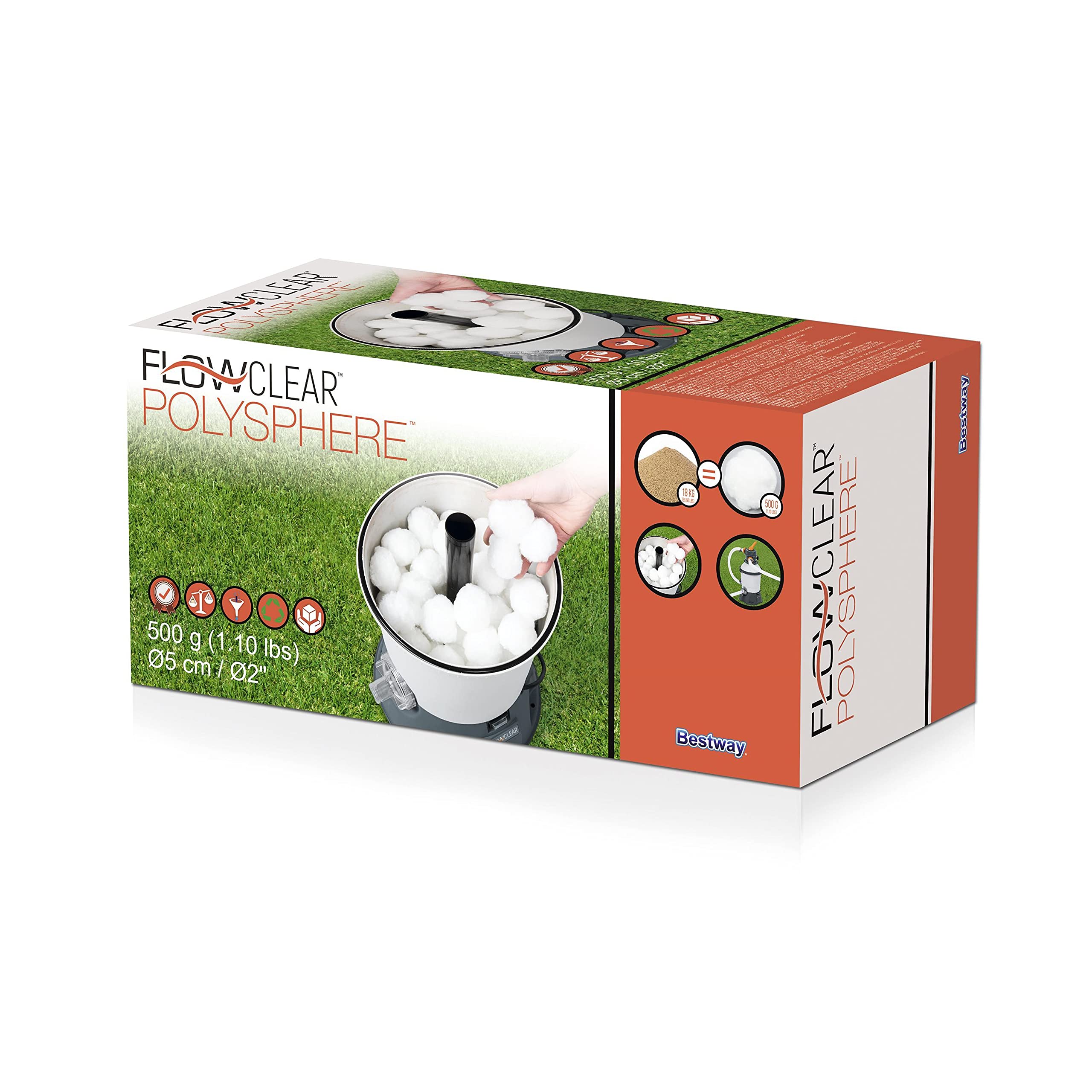 Pool Filtration Balls, Polysphere, Multicolor, Round, 3+ Years, 1000 gallons_per_day, Lightweight, 0.5 kg