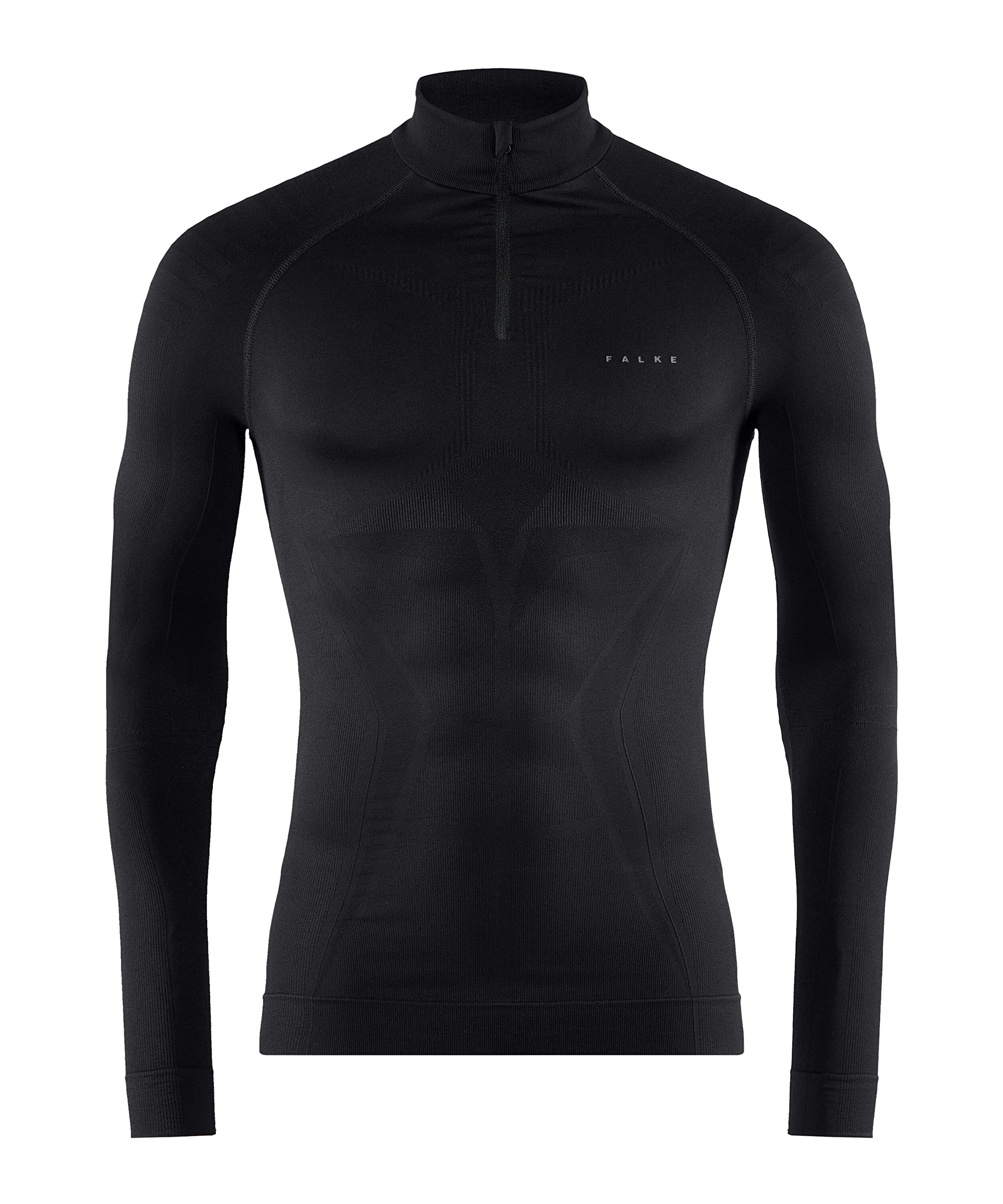 FALKE Mężczyźni Warstwa podstawowa (góra) Maximum Warm High Zip Neck M L/s Sh materiał funkcyjny szybkoschnące termoaktywne 1 Sztuka, Czarny Black 3000-O, S