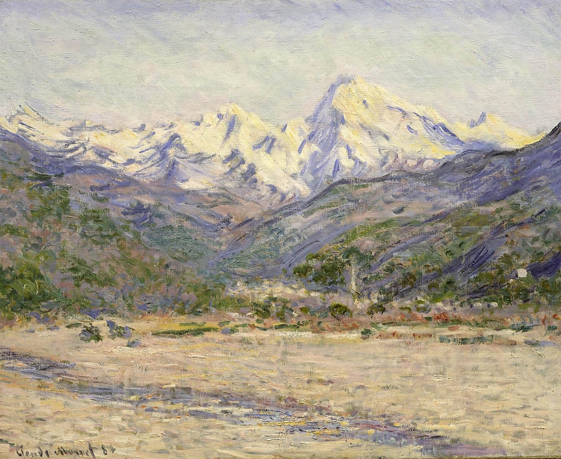 SERENDIPITP Vintage Picture Print on Canvas Wall Art Poster the Valley of the Nervia by Claude Monet Artwork Print Poster for Wall Decor 60x90cm
