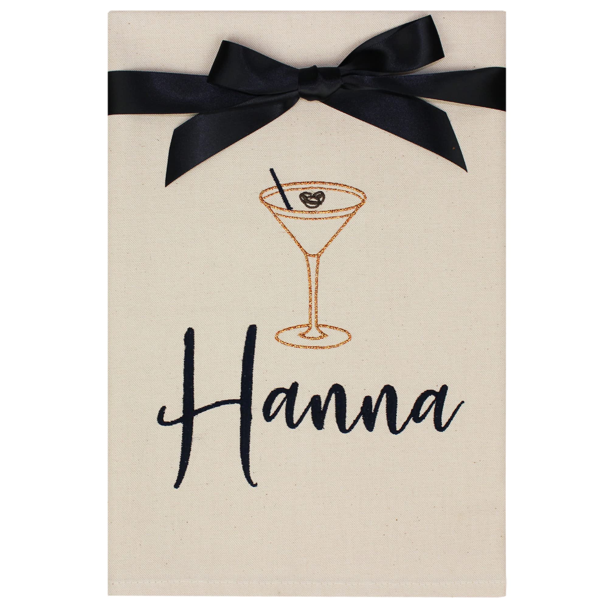 Teddyts Natural Personalised Espresso Martini Embroidered Cotton Tea Towel (Natural)