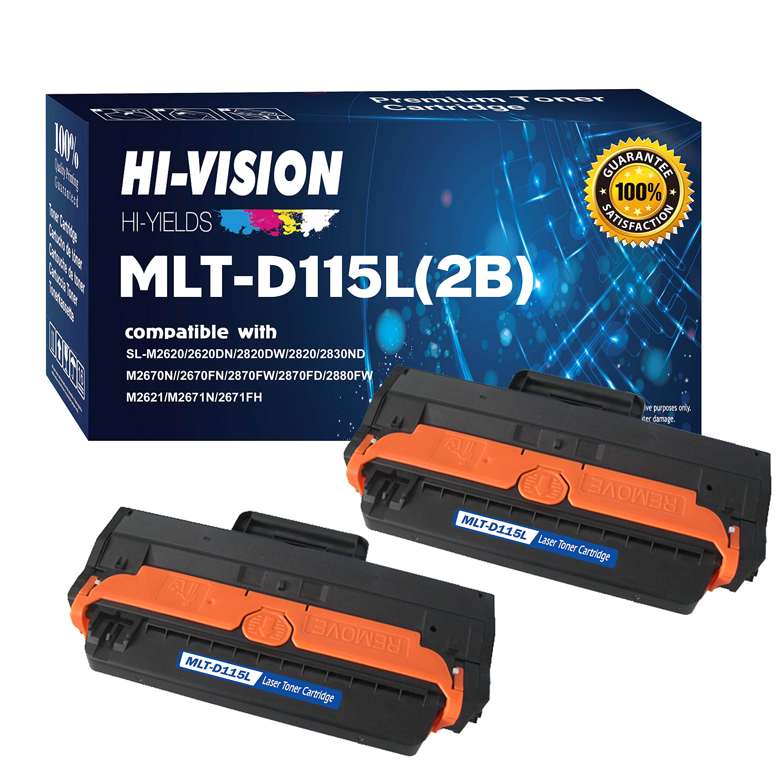 HI-VISION HI-YIELDS 2 Pack Compatible Samsung MLT-D115L 3K High Yield Toner Cartridge Replacement for Samsung Xpress SL-M2620, SL-2820, SL-M2670, SL-2870, SL-M2870FW, SL-ML2820DW, SL-M2820, SL-M2870